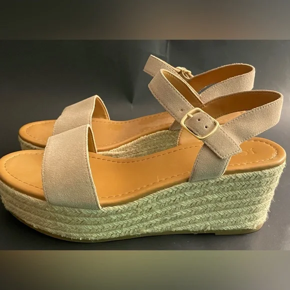 Women’s J CREW Strappy Canvas Espadrille Wedges Size 10 Beige Taupe Tan NWOT - Picture 4 of 8